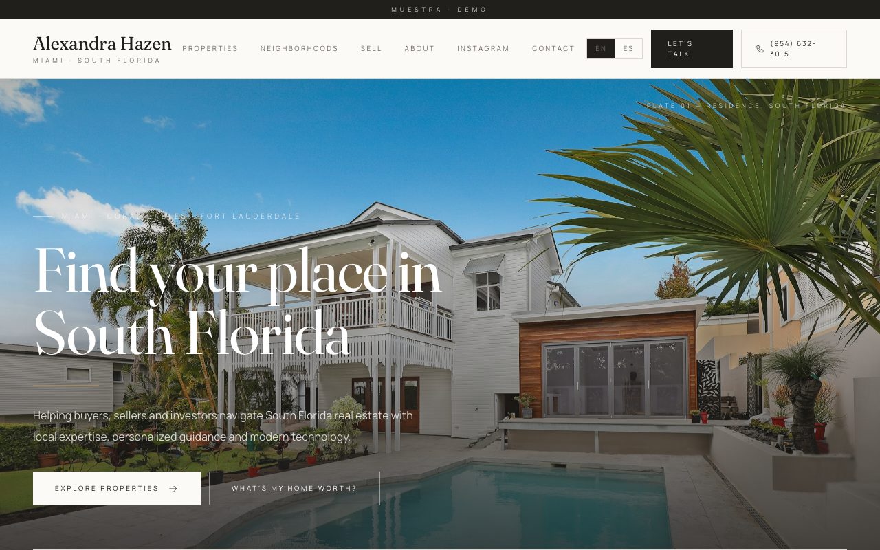 Alexandra Hazen — personalized website demo preview