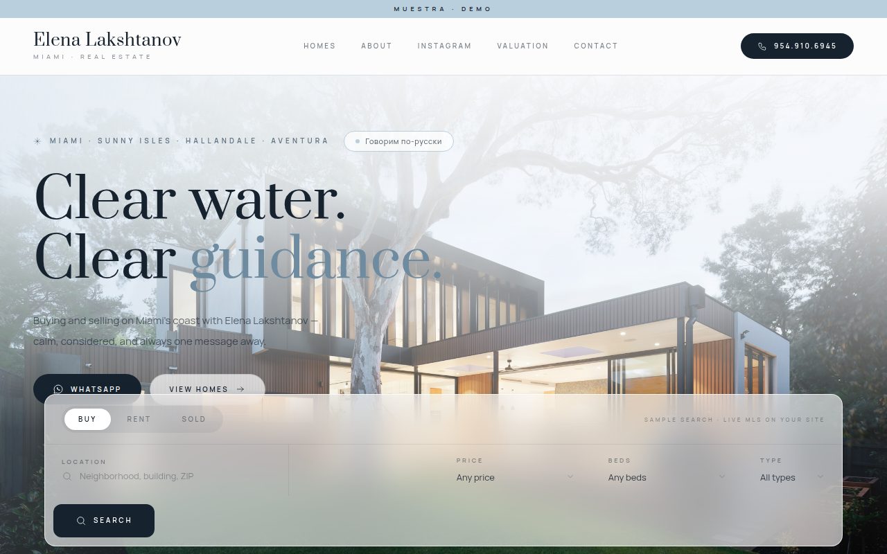 Elena Lakshtanov — personalized website demo preview