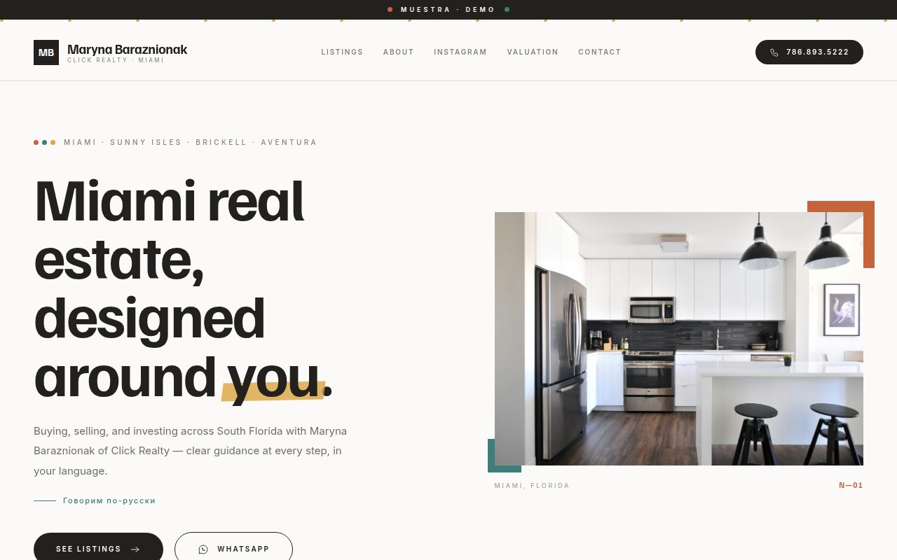 Maryna Baraznionak — personalized website demo preview