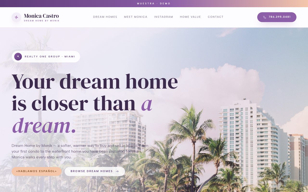 Monica Castro — personalized website demo preview