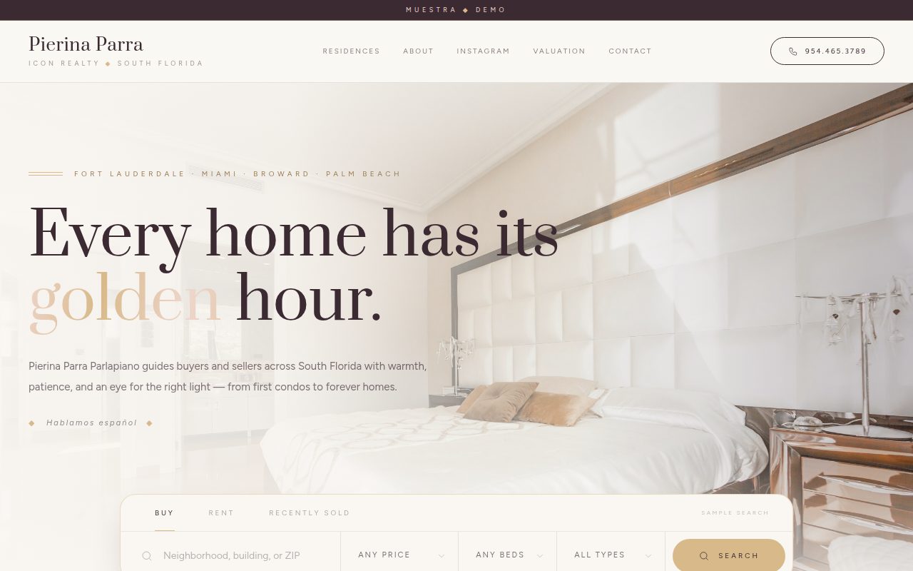 Pierina Parra — personalized website demo preview
