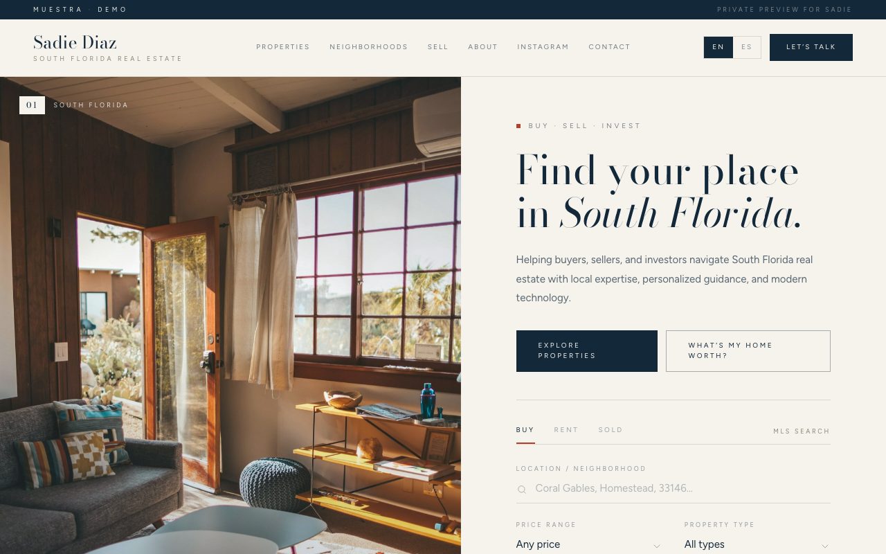 Sadie Diaz — personalized website demo preview