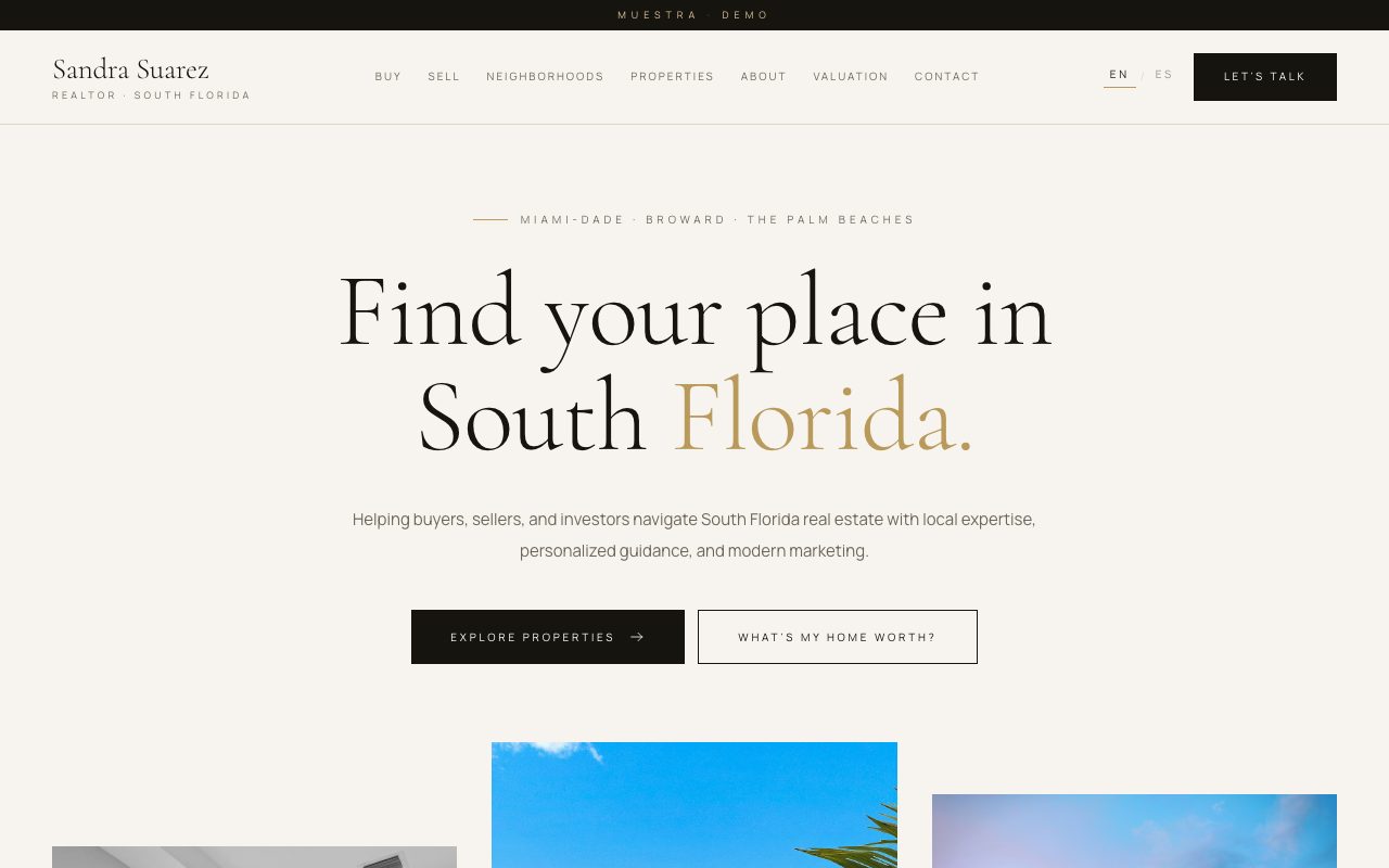 Sandra Suarez — personalized website demo preview
