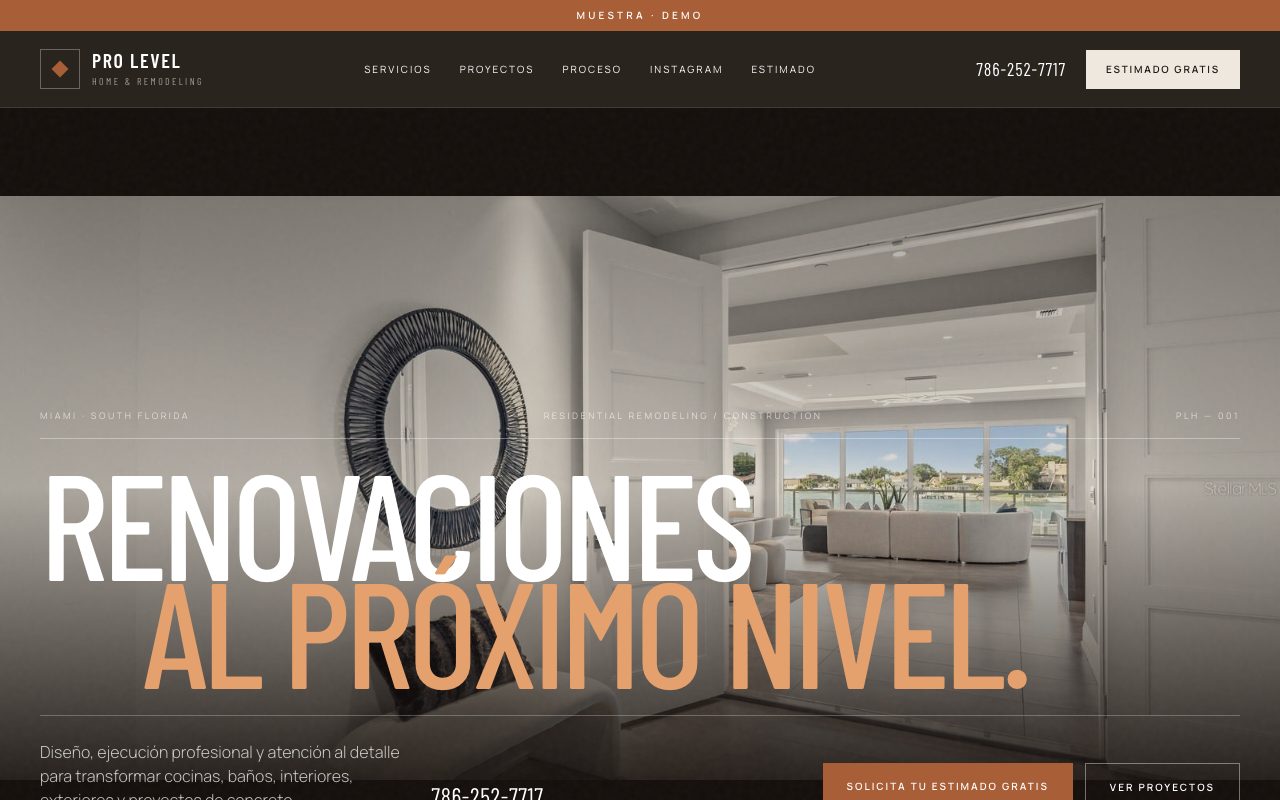 Pro Level Home & Remodeling — personalized website demo preview