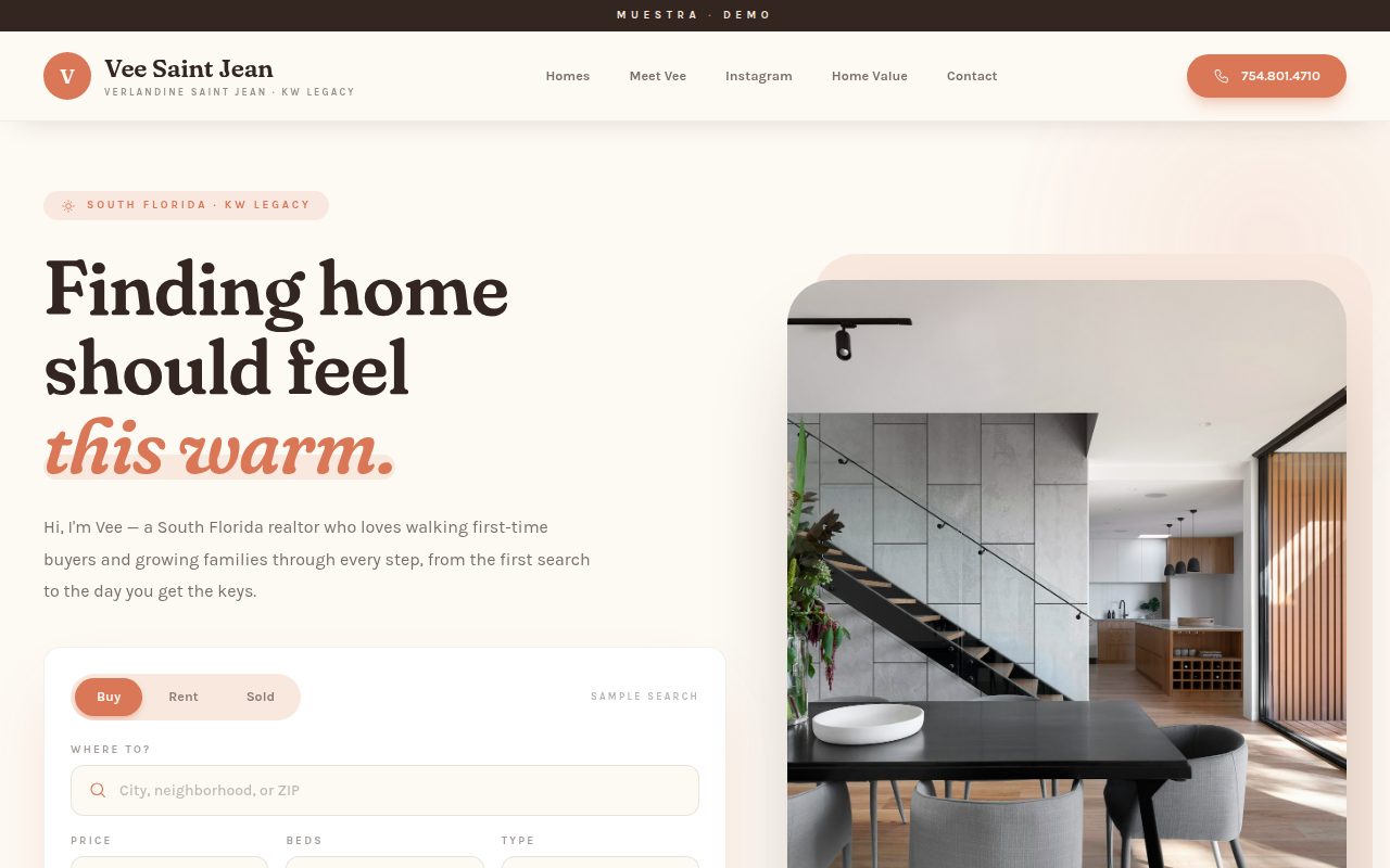 Vee Saint Jean — personalized website demo preview