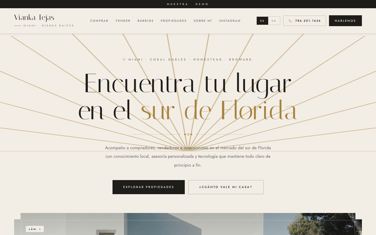 Vianka Tejas — personalized website demo preview